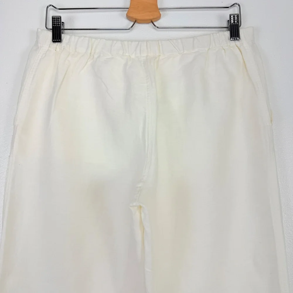 Banana Republic Linen Pants Size 8 Ivory Drawstring Cropped‎ Tie Ankle Beach